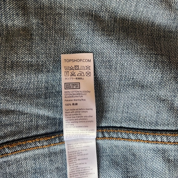 TOPSHOP Petite Button Front Blue Denim Skirt A-Line Size US 6 - Picture 7 of 7